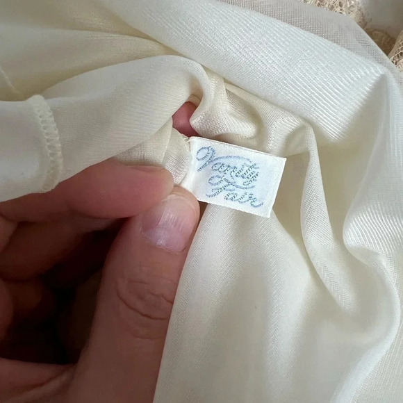 Vintage 50s Slip Cream Sheer Ivory Lace Vintage Lingerie Slip Size 32 - Picture 8 of 8